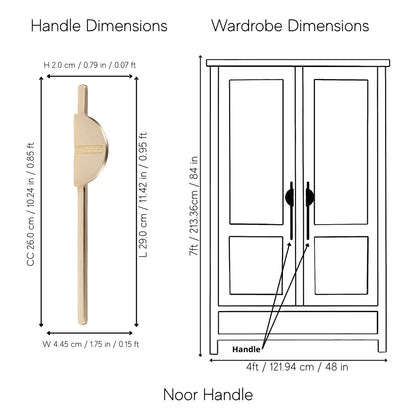 Mantara Noor Handle Z-0037 is a modern zinc handle in brushed gold  finish, ideal for kitchen and dresser drawers.