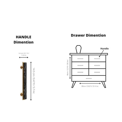 Acropolis Handle M-0010-H in Grey marble &amp; brass, brushed finish, 144mm &amp; 170mm, for modern cabinets by Mantara