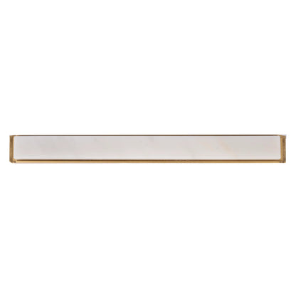 Acropolis Handle M-0010-H in white marble &amp; brass, brushed finish, 144mm &amp; 170mm, for modern cabinets by Mantara