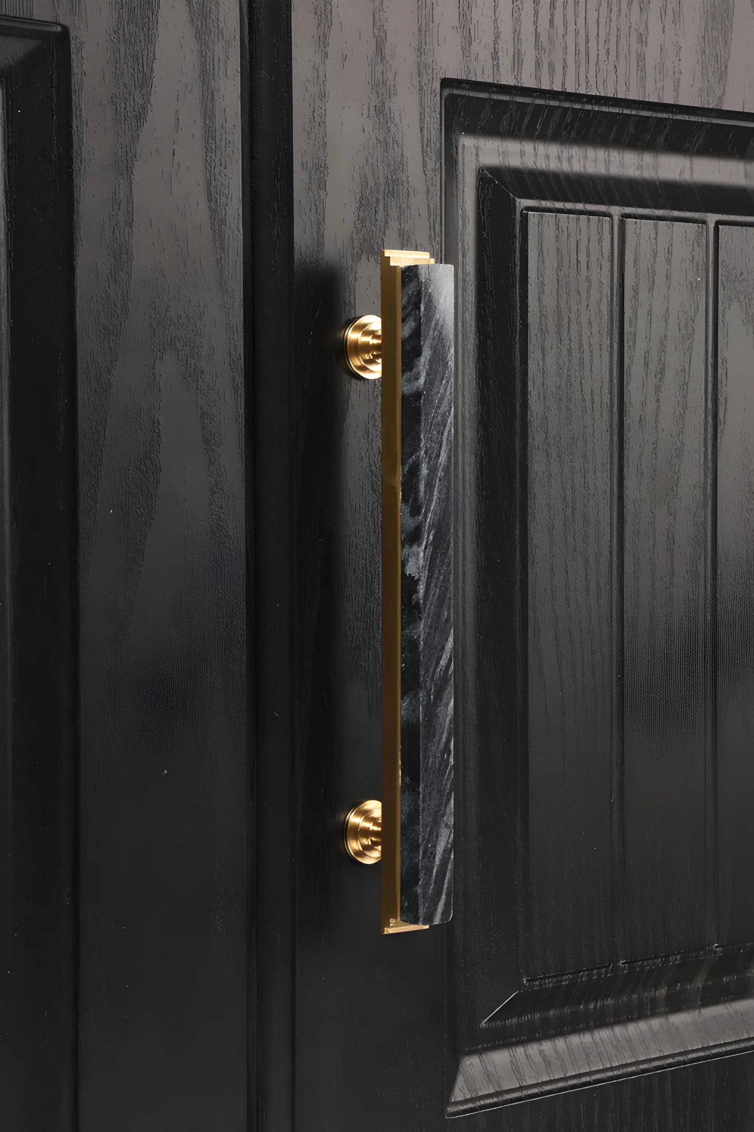 Acropolis solid brass &amp; marble cabinet handle, white|green|grey finish, by Mantara, model M-0010-H.