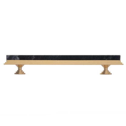 Acropolis Handle M-0010-H in Grey marble &amp; brass, brushed finish, 144mm &amp; 170mm, for modern cabinets by Mantara