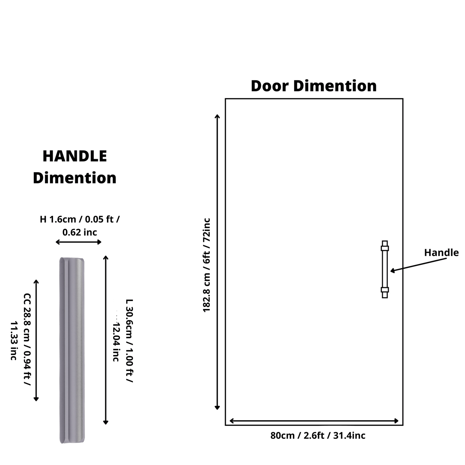 Adele handle AL-0016, grey aluminum, L306mm CC288mm, brushed finish, for kitchen &amp; dresser drawers by Mantara