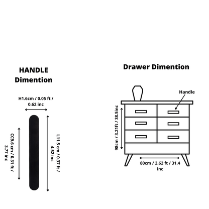 Adele handle AL-0016, black aluminum, L115mm CC96mm, brushed finish, for kitchen drawers by Mantara