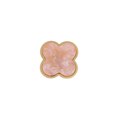 Alhambra knob made of brass and acrylic in Shell White, Dark Green, Yellow Snow, Magic Dark Pink, Magic Shell, Lattice Brass or White finishes, model A-0006 by Mantara, A-0006.