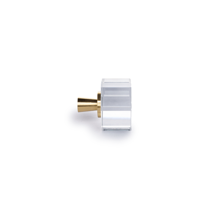 Solid brass and artificial crystal knob in white and gold finish, Allure Crystal Knob model by Mantara  A-0001.