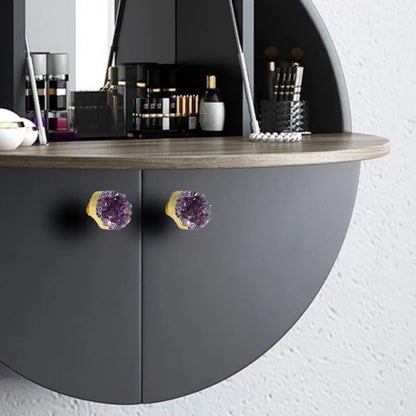 Amethyst Knob / Crystal / Brass/ Purple /  M A N T A R A
