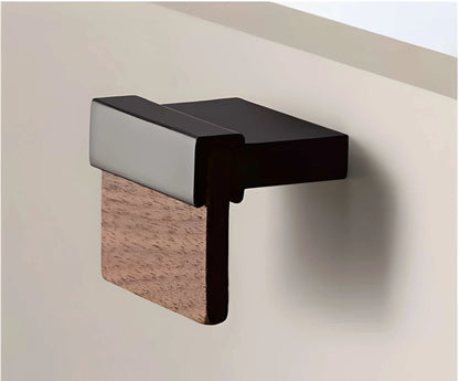 Cabinet knob in zinc alloy &amp; walnut, brushed grey finish by Mantara, model W-0018 - cabinet knob, wood knob.