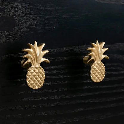 The Ananas Knob by Mantara B-0110 is a modern brushed brass knob in gold, ideal for dressers, cabinets, and kitchens.