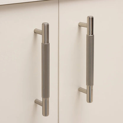  B‑0063 Apollo handle in brushed brass, available in Gold or Silver, length 164 mm with 128 mm center‑to‑center, height 35 mm, thickness 12 mm, stem 7.8 mm, ideal for kitchen cabinets, wardrobes, drawers and bedroom furniture.