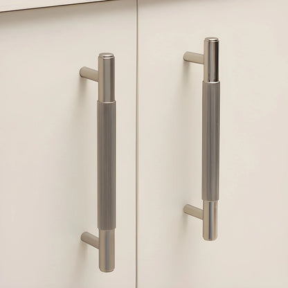 Solid brass and silver cabinet handle in brushed finish by Mantara, model  B-0063.cabinet handle, brass handle, wardrobe pull