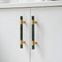Marble and solid brass with green, black and white color for wardrobe, drawer handle by Mantara, model M-0009-H.