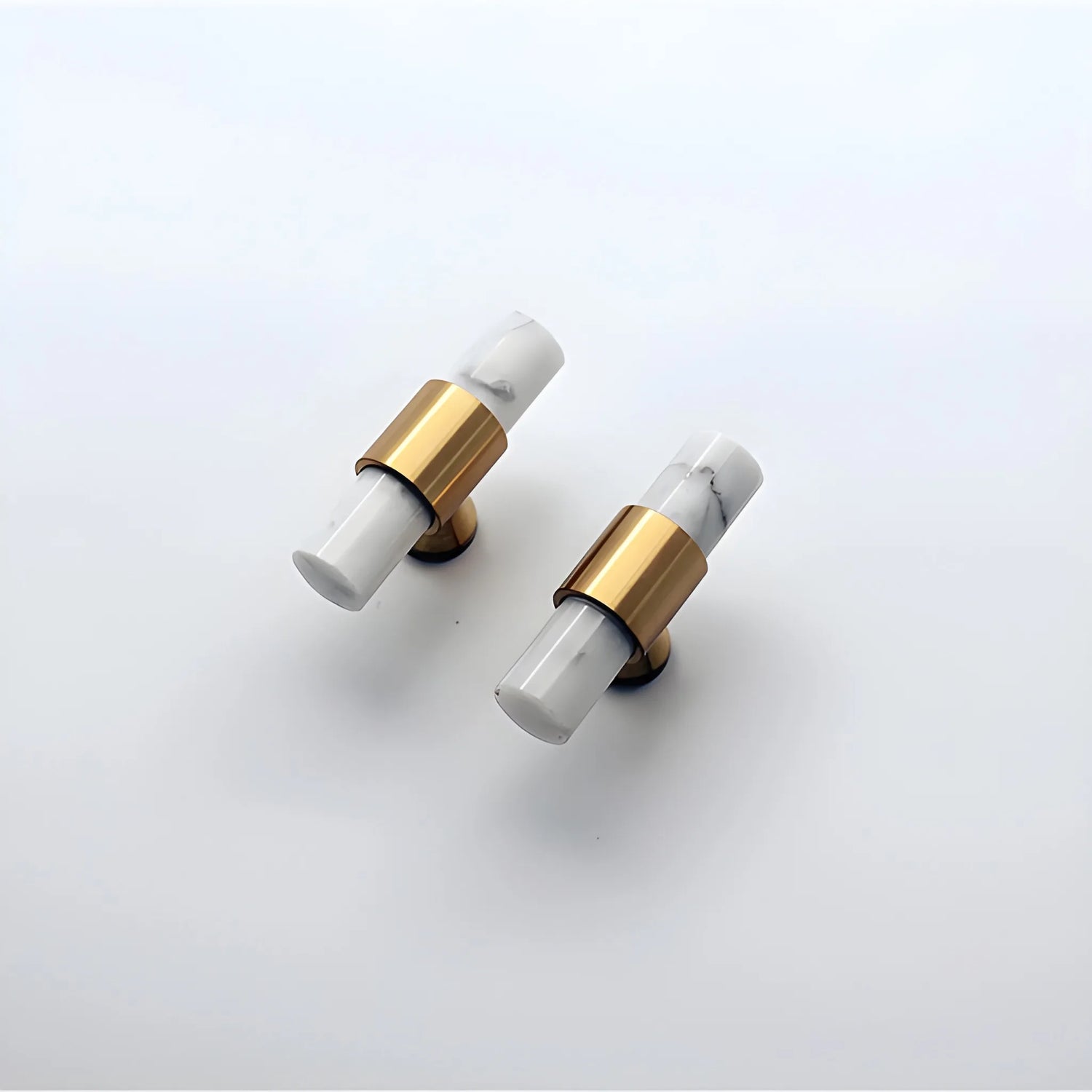 Marble &amp; brass T-bar handle in white, green and black finish by Mantara, model M-0009-T, bar handle, cabinet handle, marble handle.