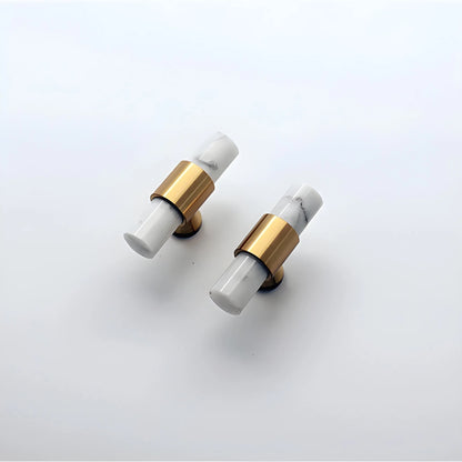 Marble &amp; brass T-bar handle in white, green and black finish by Mantara, model M-0009-T, bar handle, cabinet handle, marble handle.
