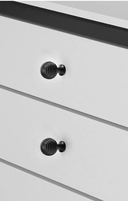 Made from high-grade brass with a brushed finish Brass knob, black knob, luxury hardware knob.  Mantara, Astral Knob, B-0002