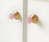 Crystal and brass round cabinet knob in pink finish by Mantara, model Astro Knob with  C-0021.