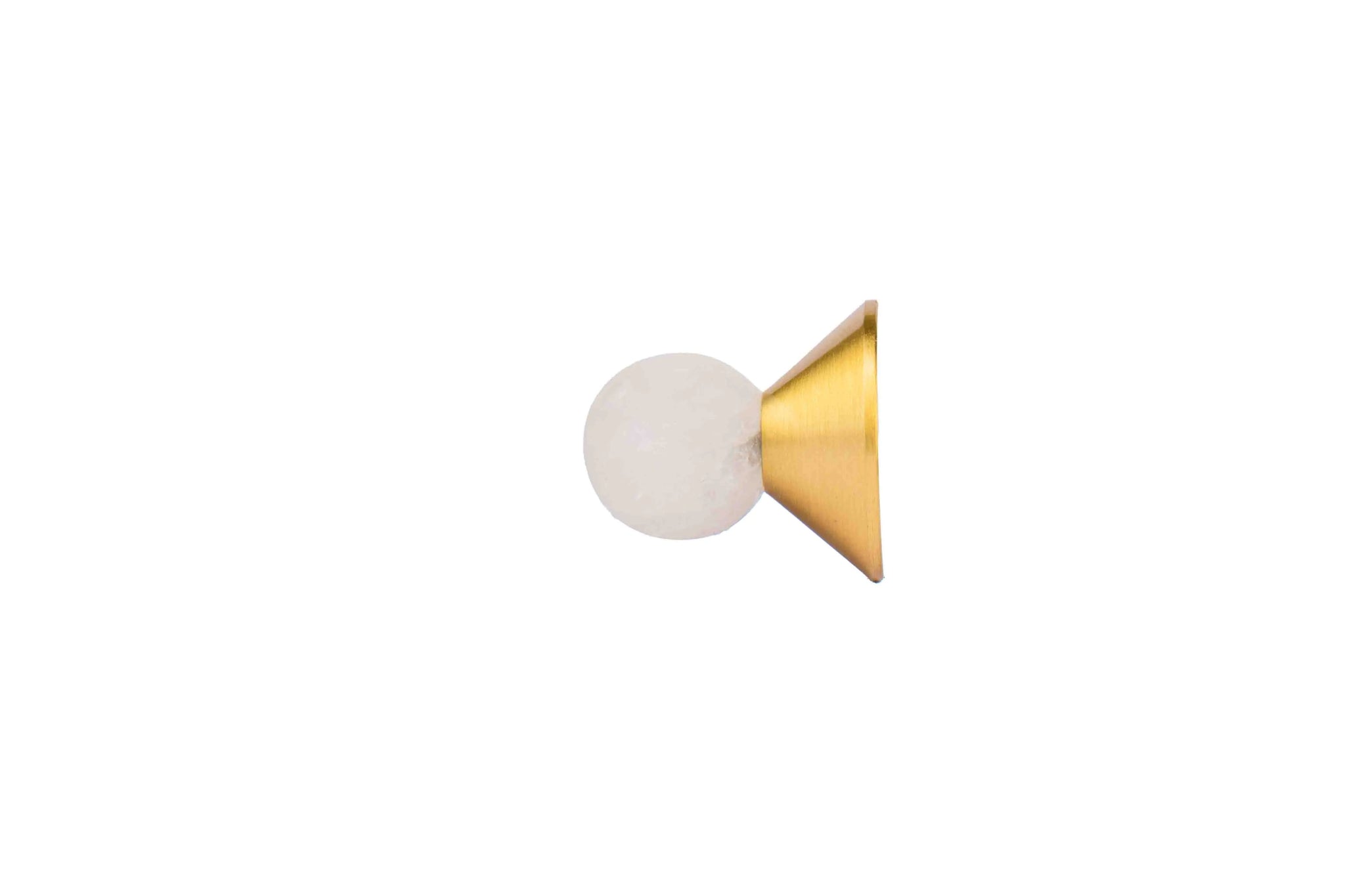 The Mantara C-0021 Astro Knob is a modern crystal and brass knob in white, perfect for drawers and cabinets.