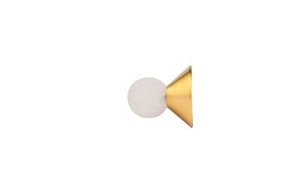 The Mantara C-0021 Astro Knob is a modern crystal and brass knob in white, perfect for drawers and cabinets.