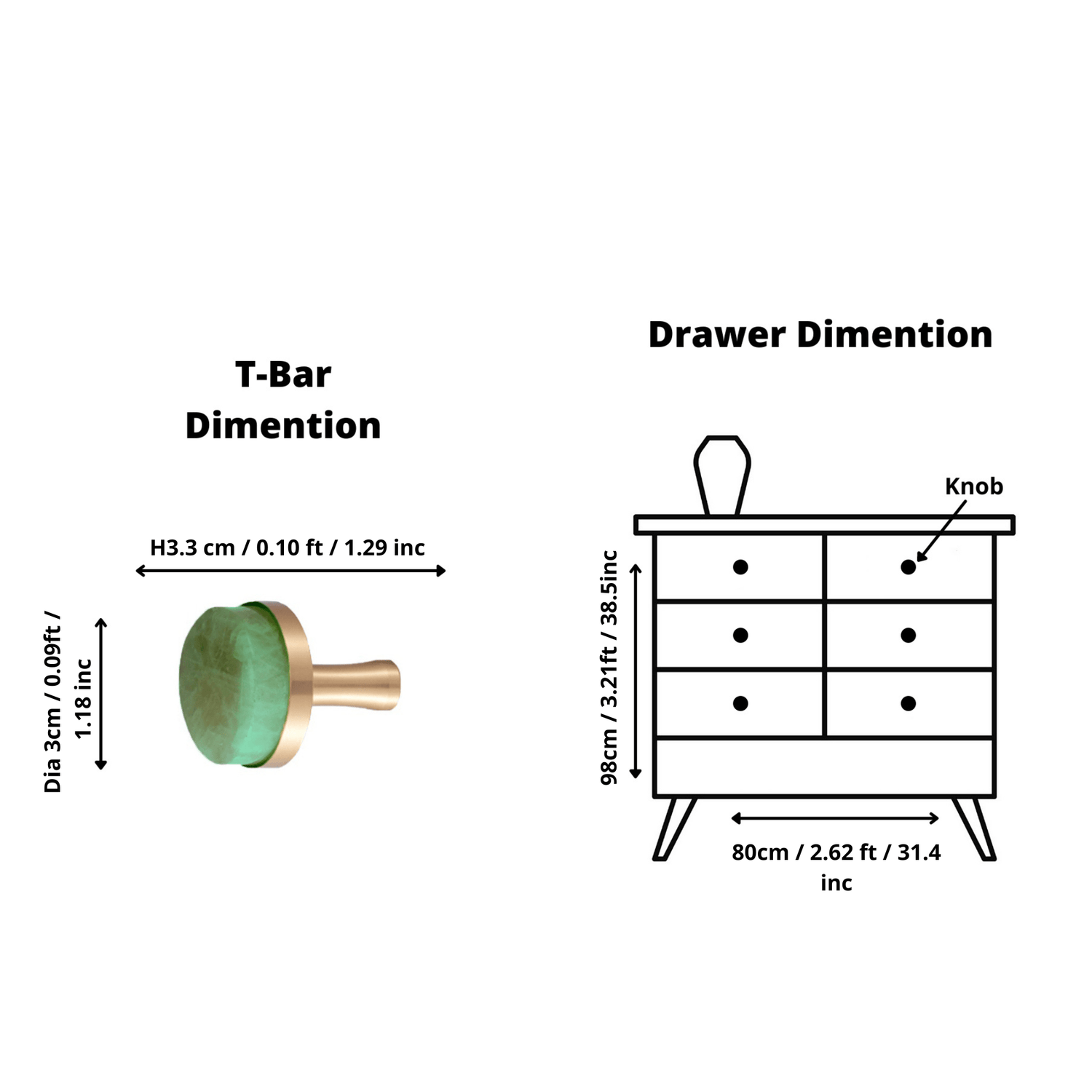 The Mantara C-0003 is a modern crystal knob in green, ideal for cabinets, drawers &amp; wardrobes.