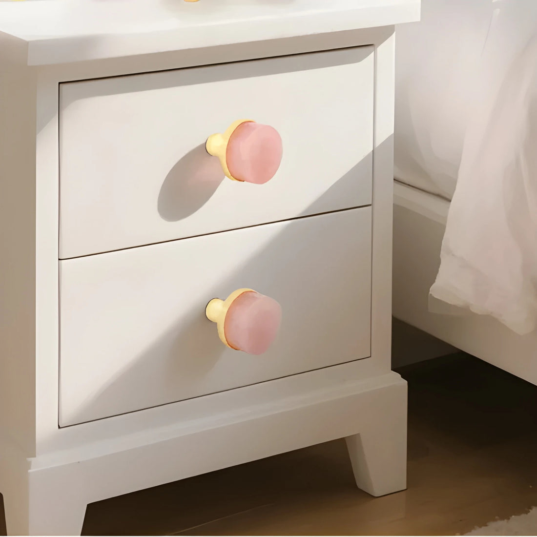 Ceramic round cabinet knob in pink finish by Mantara, model Cloud Knob, Drawer knob with  C-0003.