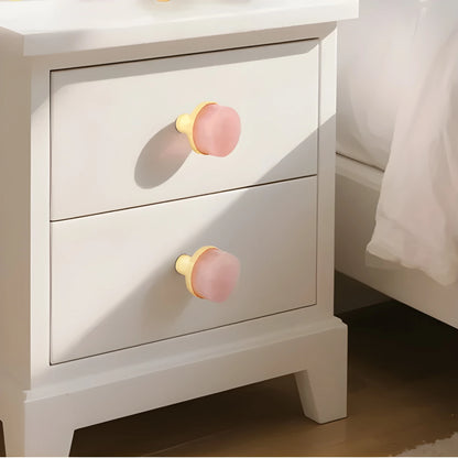 Ceramic round cabinet knob in pink finish by Mantara, model Cloud Knob, Drawer knob with  C-0003.