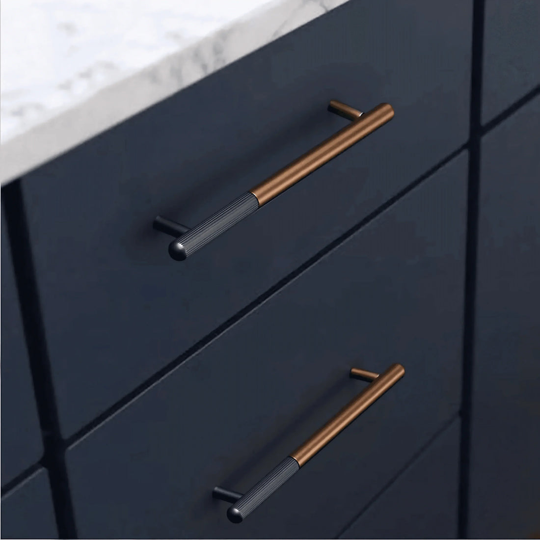 The Mantara AL-0003 Urbane Bar Handle is a modern aluminum alloy handle in brown and black, perfect for doors and wardrobes.