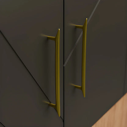 The Mantara B-0045 Palladian Handle is a modern brushed brass handle in gold, perfect for kitchens, cupboards, drawers, and wardrobes.