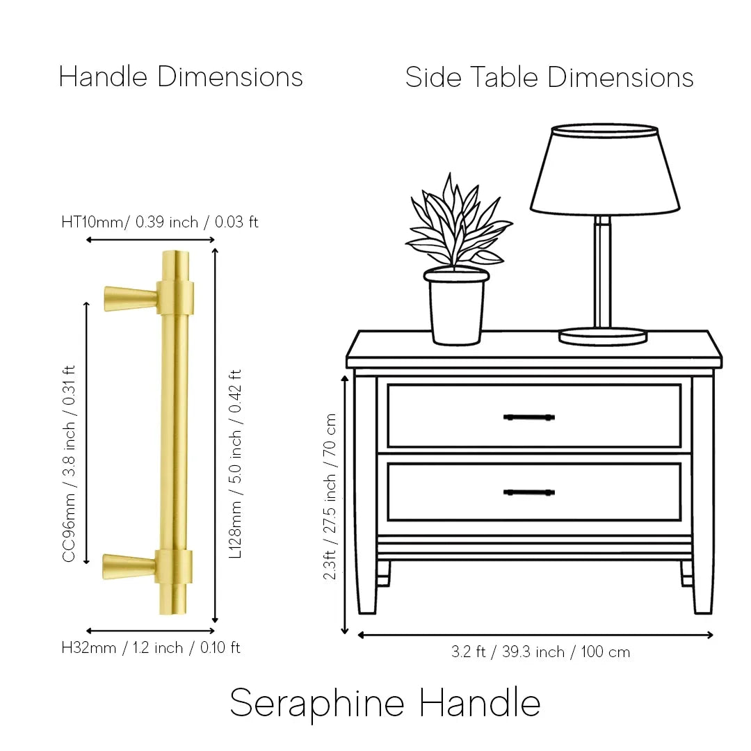 Mantara Seraphine Handle B-0054 is a modern brushed brass handle in gold, ideal for wardrobes, almirahs, and kitchens.