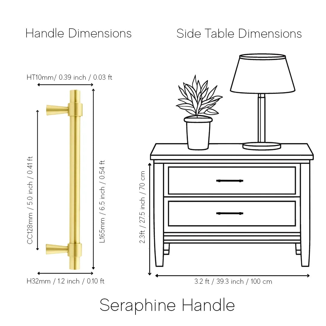 Mantara Seraphine Handle B-0054 is a modern brushed brass handle in gold, ideal for wardrobes, almirahs, and kitchens.