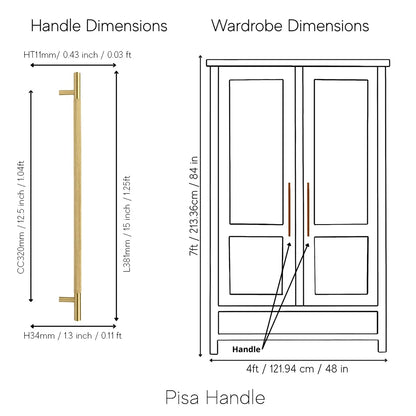 Mantara Pisa Knob B-0060 is a modern brushed brass handle in gold, ideal for wardrobes, cabinets, and main doors.