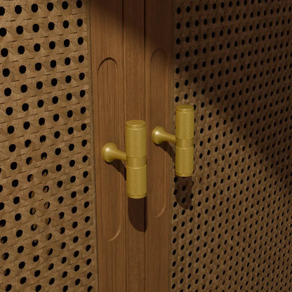 Mantara Pisa Knob B-0060 is a modern brushed brass handle in gold, ideal for wardrobes, cabinets, and main doors.