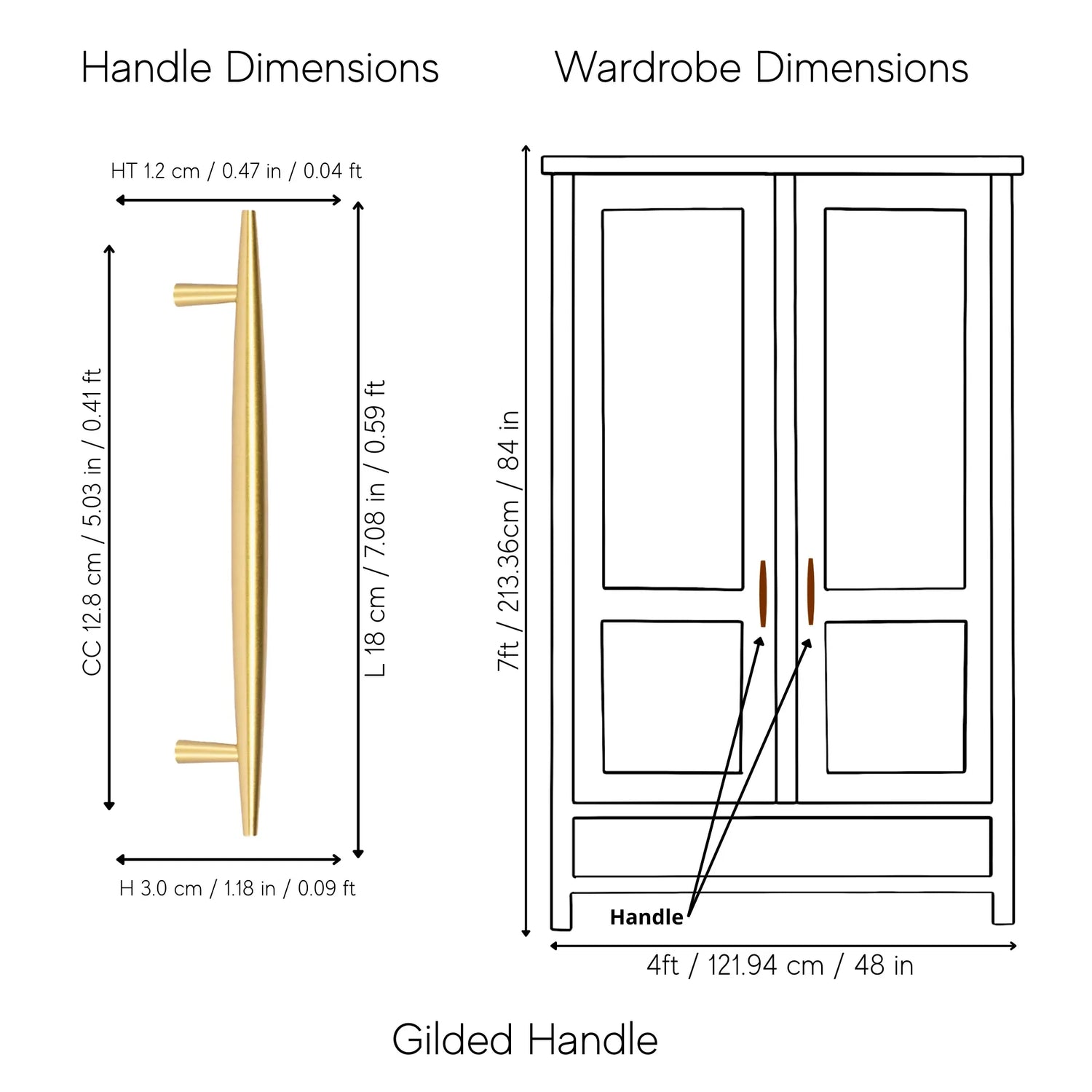 Mantara Gilded T Bar Handle B-0072 is a modern brass handle in brushed gold, ideal for wardrobes, doors, and kitchens.