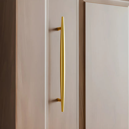 Mantara Gilded T Bar Handle B-0072 is a modern brass handle in brushed gold, ideal for wardrobes, doors, and kitchens.