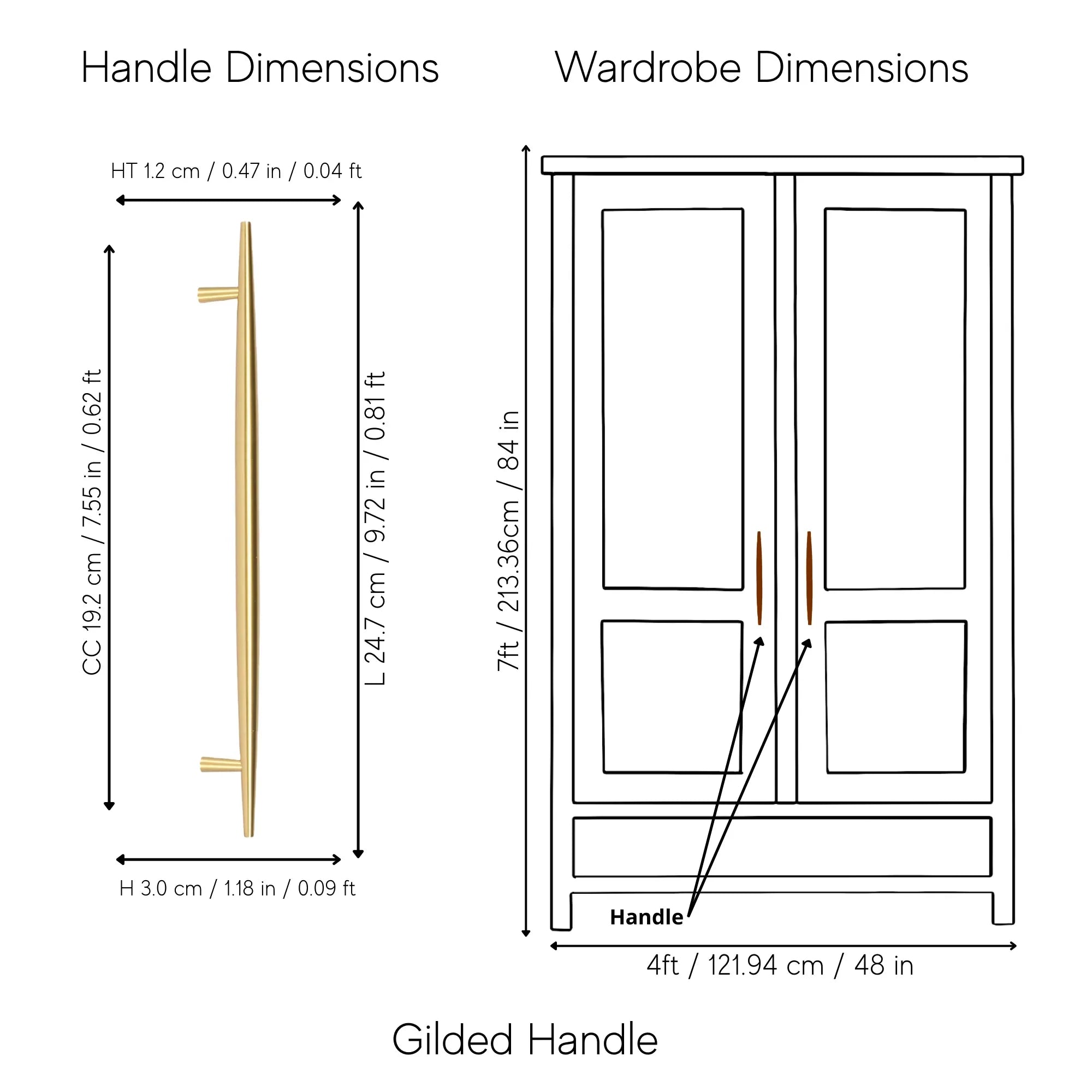 Mantara Gilded T Bar Handle B-0072 is a modern brass handle in brushed gold, ideal for wardrobes, doors, and kitchens.