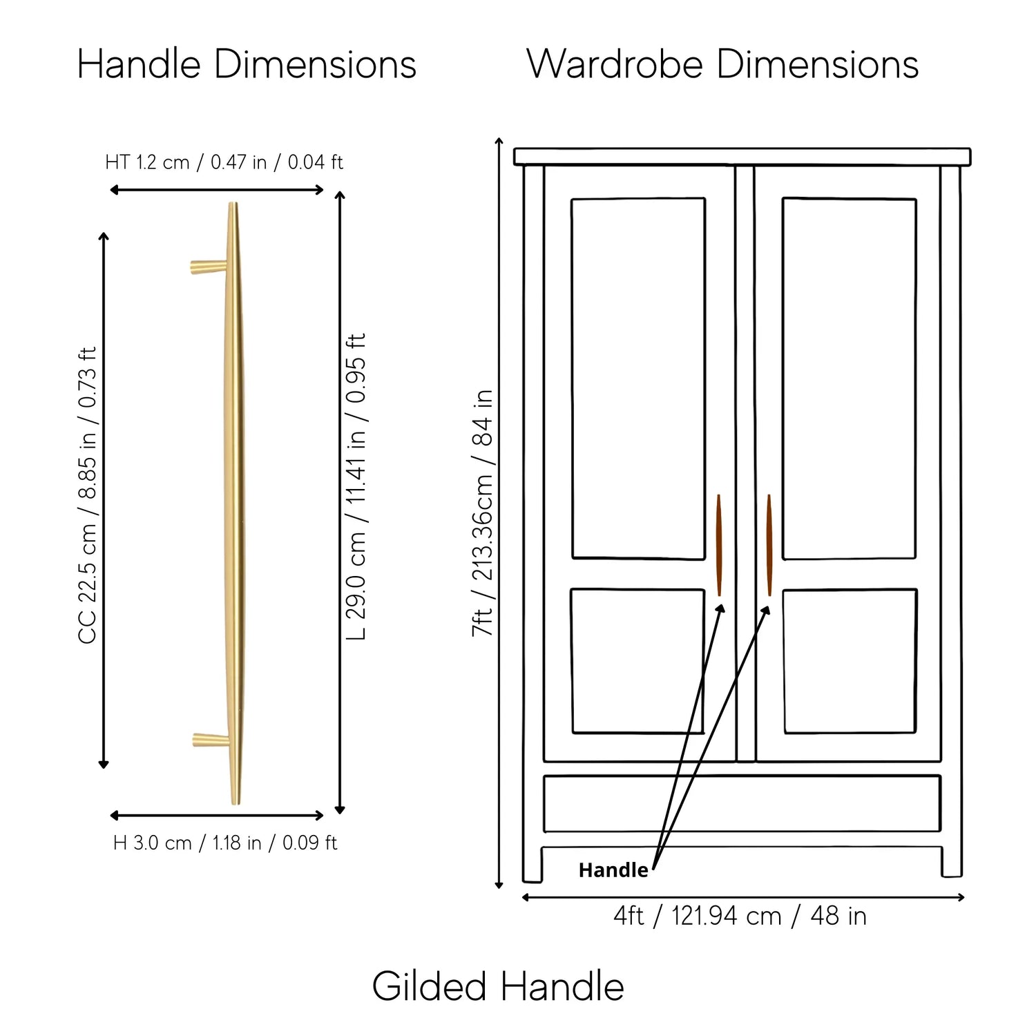 Mantara Gilded T Bar Handle B-0072 is a modern brass handle in brushed gold, ideal for wardrobes, doors, and kitchens.