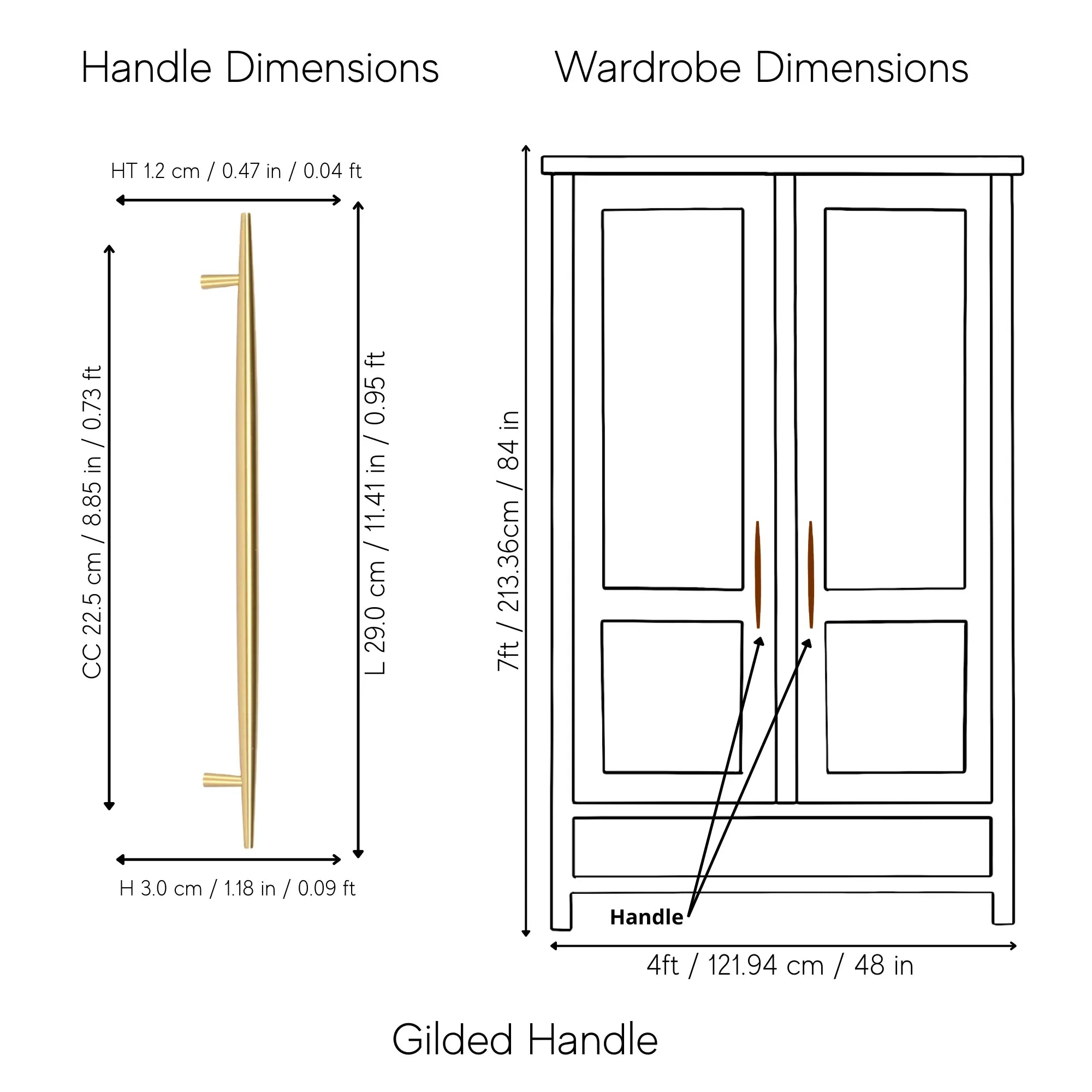 Mantara Gilded T Bar Handle B-0072 is a modern brass handle in brushed gold, ideal for wardrobes, doors, and kitchens.