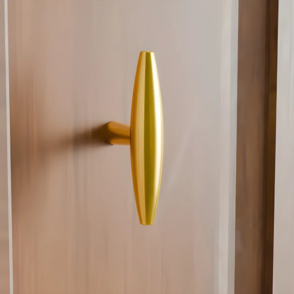 Mantara Gilded T Bar Handle B-0072 is a modern brass handle in brushed gold, ideal for wardrobes, doors, and kitchens.