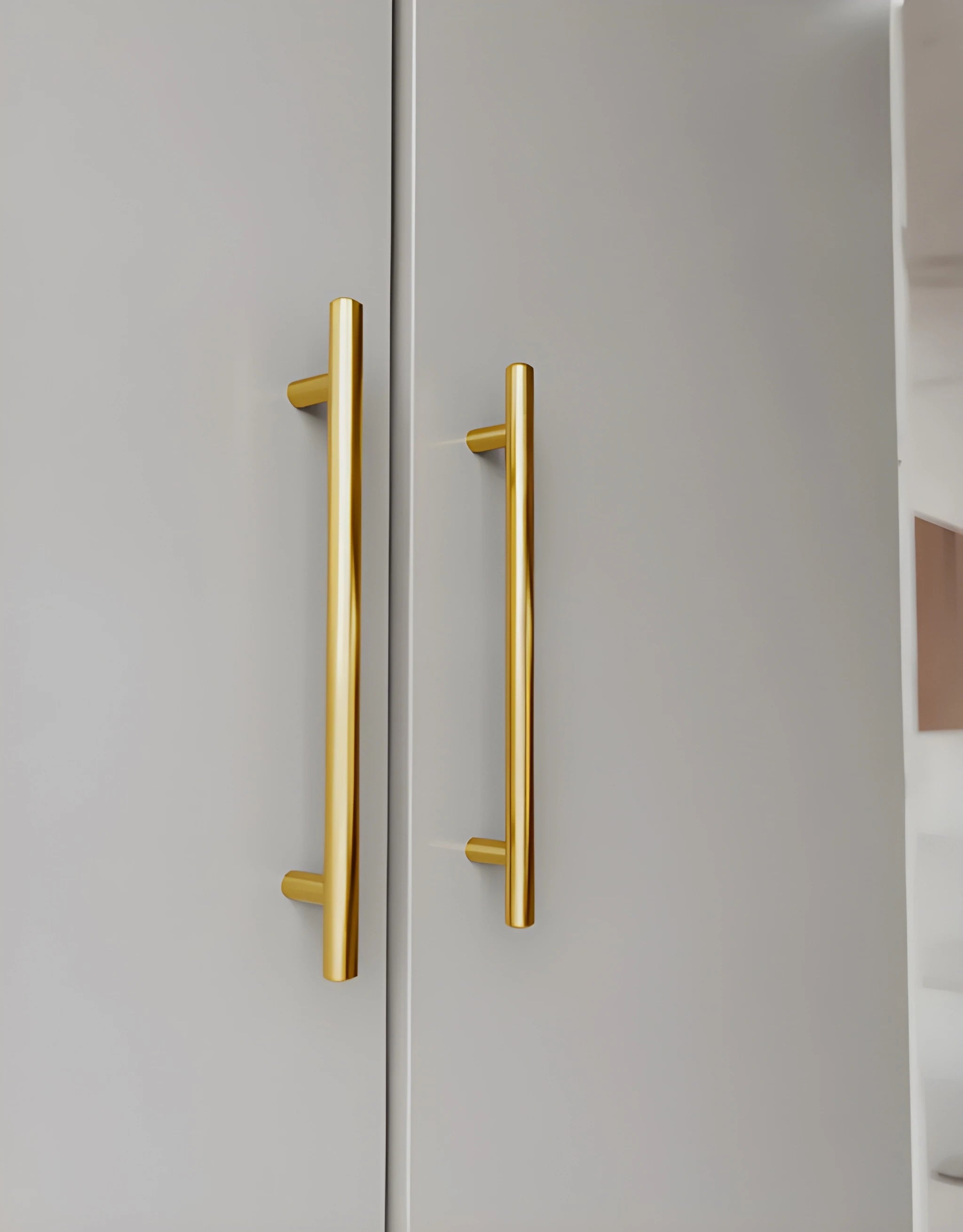 Cabinet pull handle, solid brass, brushed gold finish, Mantara, Sydney Handle, B-0080, ideal for wardrobes and kitchens.