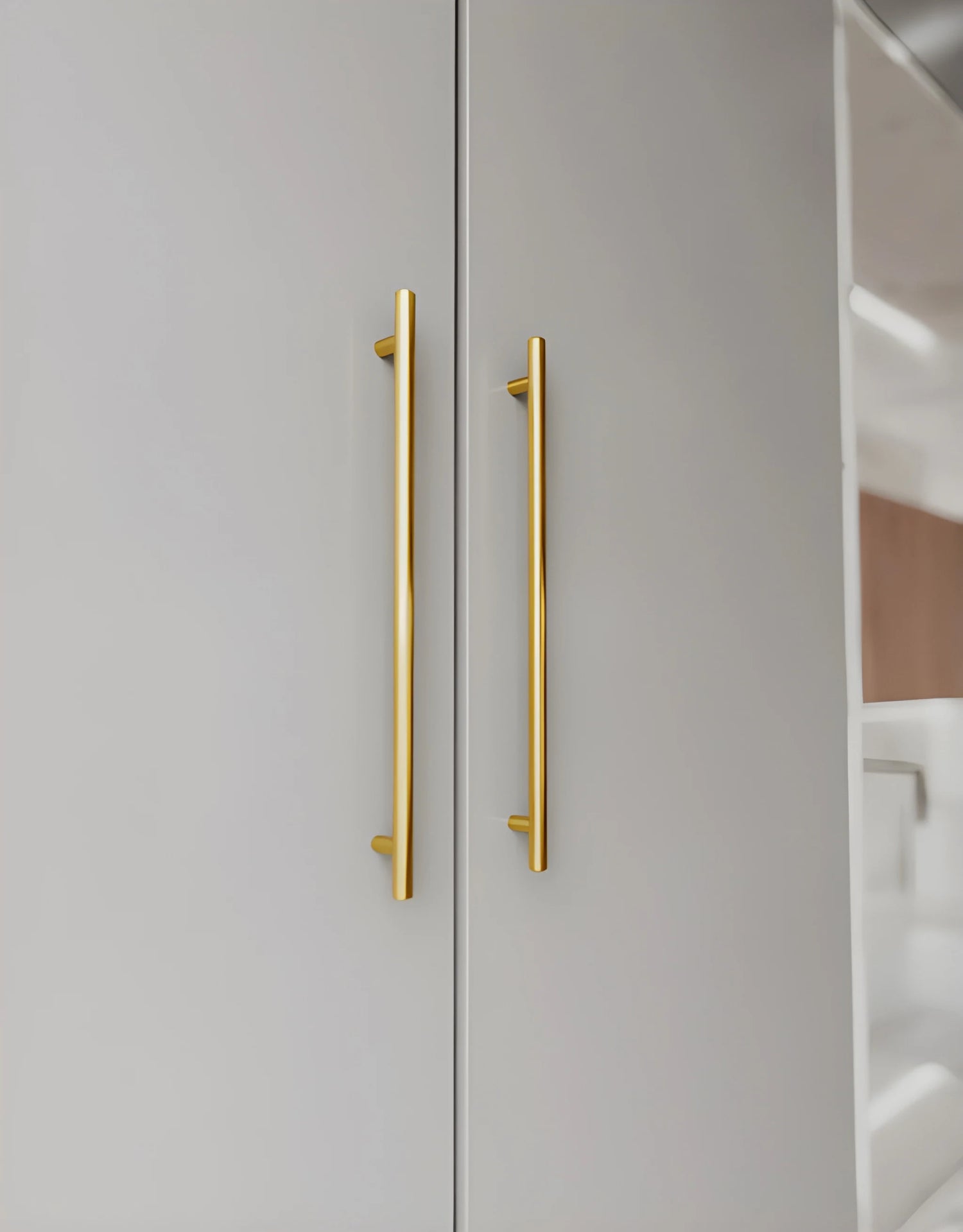 Cabinet pull handle, solid brass, brushed gold finish, Mantara, Sydney Handle, B-0080, ideal for wardrobes and kitchens.