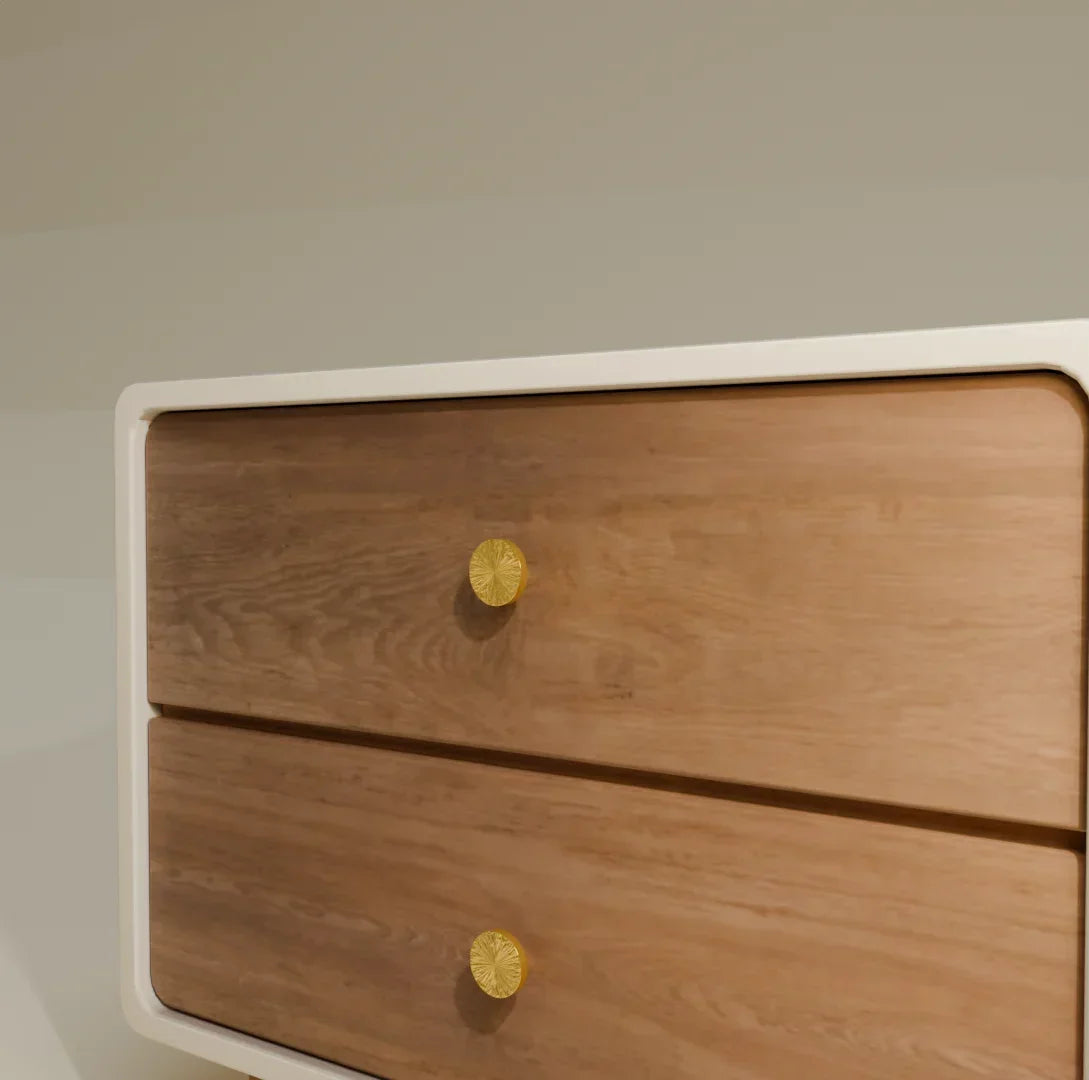 Mantara Radiate Knob B-0103 is a modern polished brass knob in gold, ideal for drawers, cabinets, and furniture.