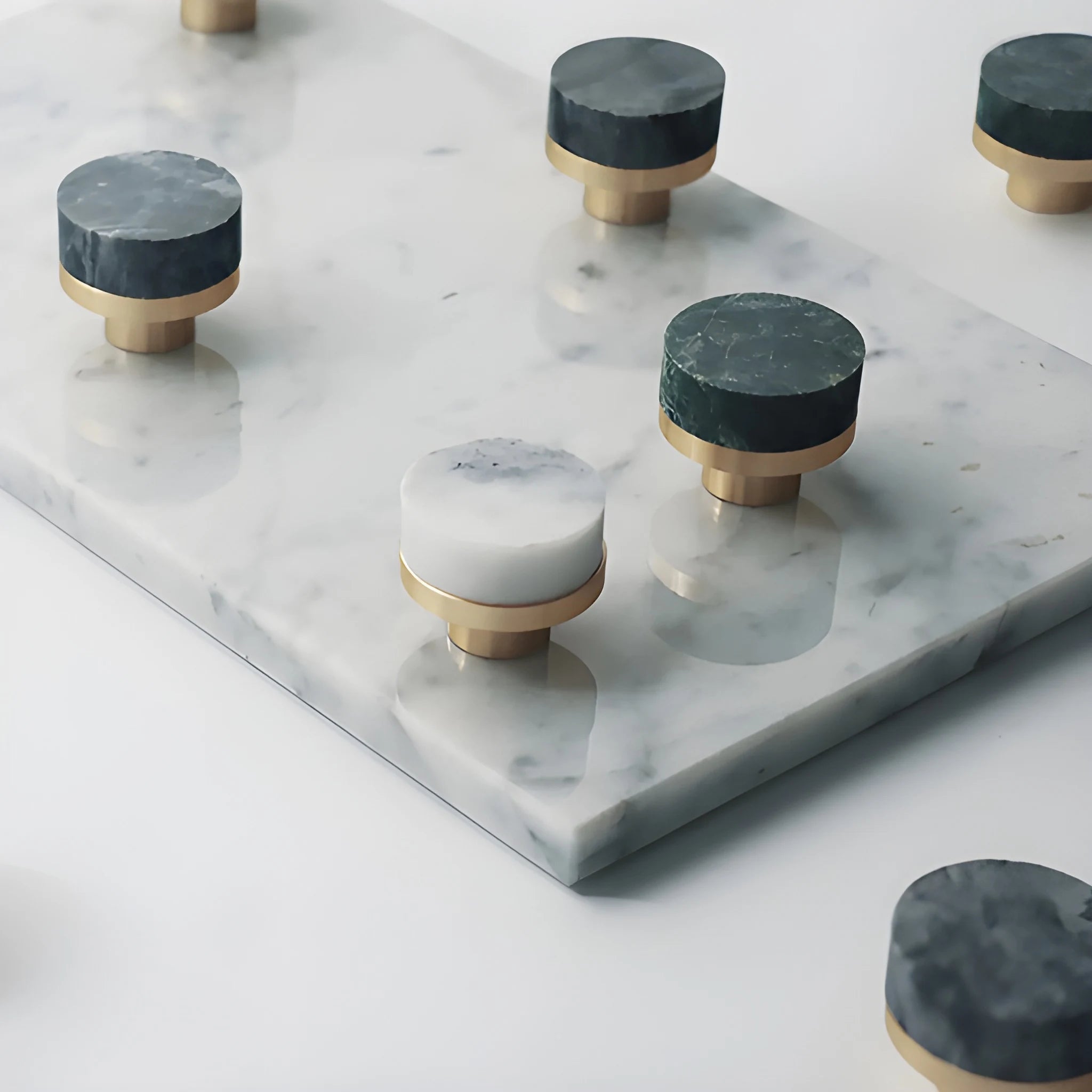 Marble and brass round knob in green finish by Mantara M-0003, Suitable for door knob, cabinet knob, Kitchen, Bathroom knob.