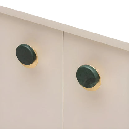 Mantara Calabra Knob M-0015 is a modern marble &amp; brass knob in  green, ideal for kitchen &amp; dresser drawers.