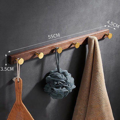 Calista Hook W-0011 in walnut &amp; brushed brass, size 250&amp;550mm, ideal for home &amp; hotel spaces—by Mantara.