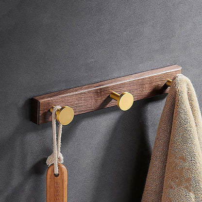 Calista Hook W-0011 in walnut &amp; brushed brass, size 250&amp;550mm, ideal for home &amp; hotel spaces—by Mantara.