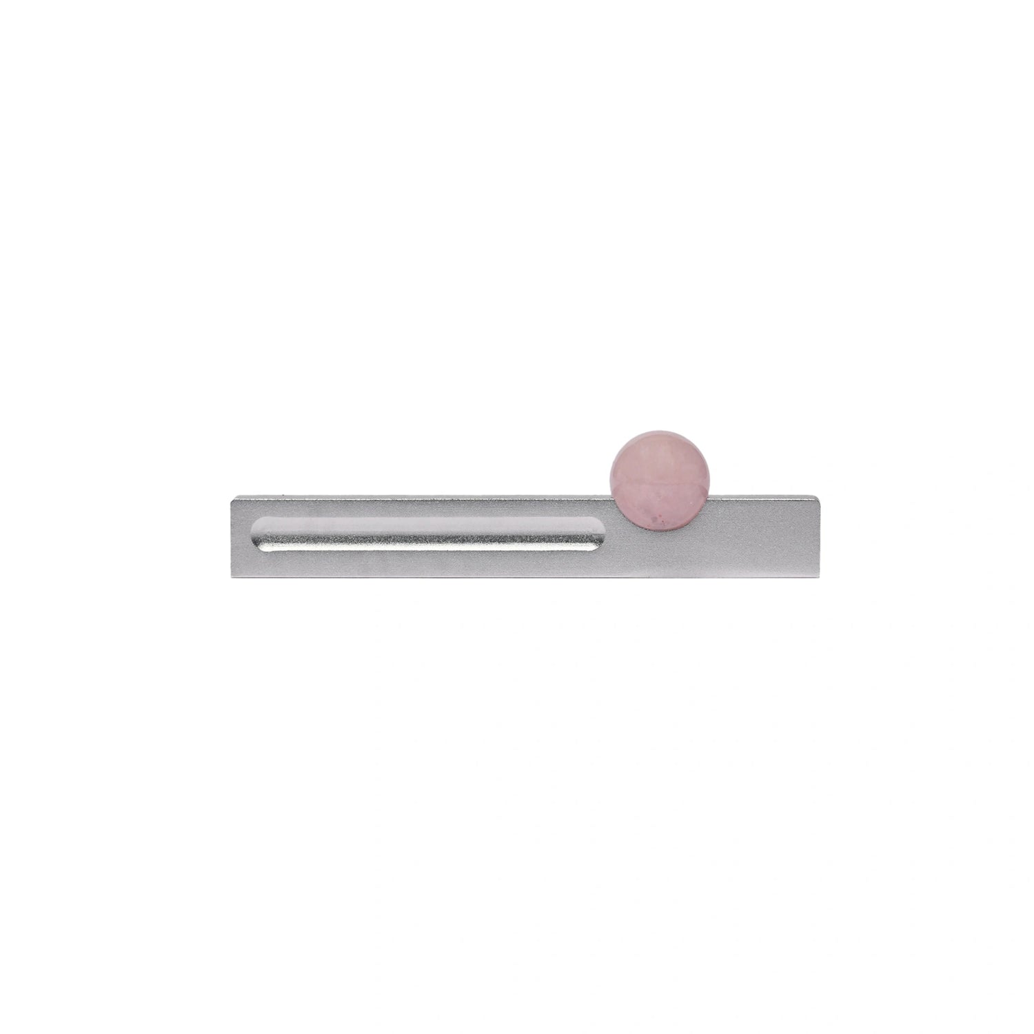 The Mantara C-0027 Calyx Handle is a modern crystal handle in silver and pink, ideal for cabinets, wardrobes, and drawers.