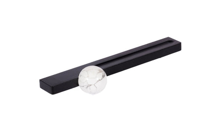 Calyx Handle M-0017 in white marble, brushed finish, 106mm &amp; 146mm sizes, for drawers by Mantara.