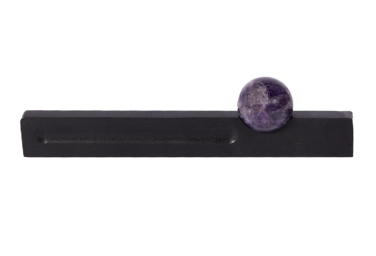 The Mantara C-0027 Calyx Handle is a modern crystal handle in black+purple, ideal for cabinets, wardrobes, and drawers.