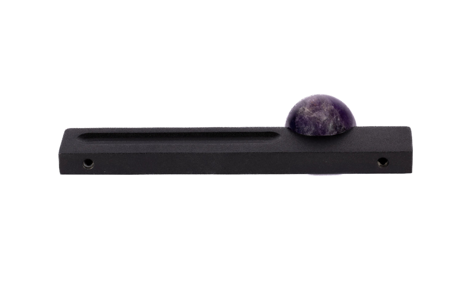 The Mantara C-0027 Calyx Handle is a modern crystal handle in black+purple, ideal for cabinets, wardrobes, and drawers.