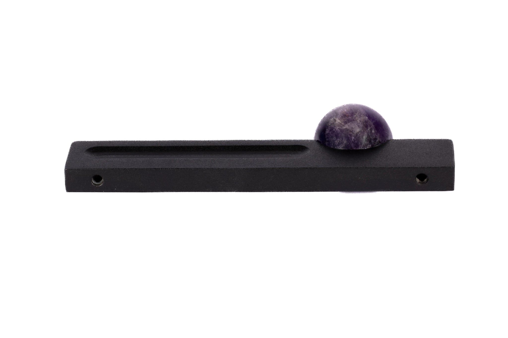 The Mantara C-0027 Calyx Handle is a modern crystal handle in black+purple, ideal for cabinets, wardrobes, and drawers.