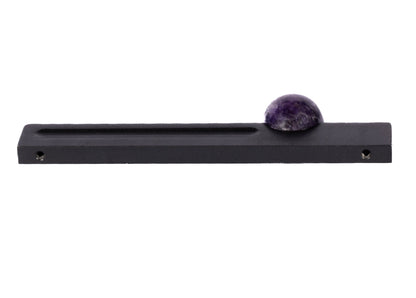 The Mantara C-0027 Calyx Handle is a modern crystal handle in black+purple, ideal for cabinets, wardrobes, and drawers.