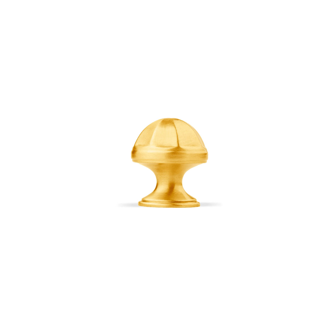 The Canopy Knob by Mantara (B-0105) is a brushed brass knob in gold, ideal for kitchens, cabinets, and furniture.